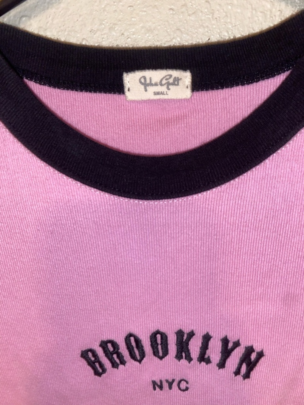 John Galt Pink and Black Ringer Tee - Picture 2 of 6